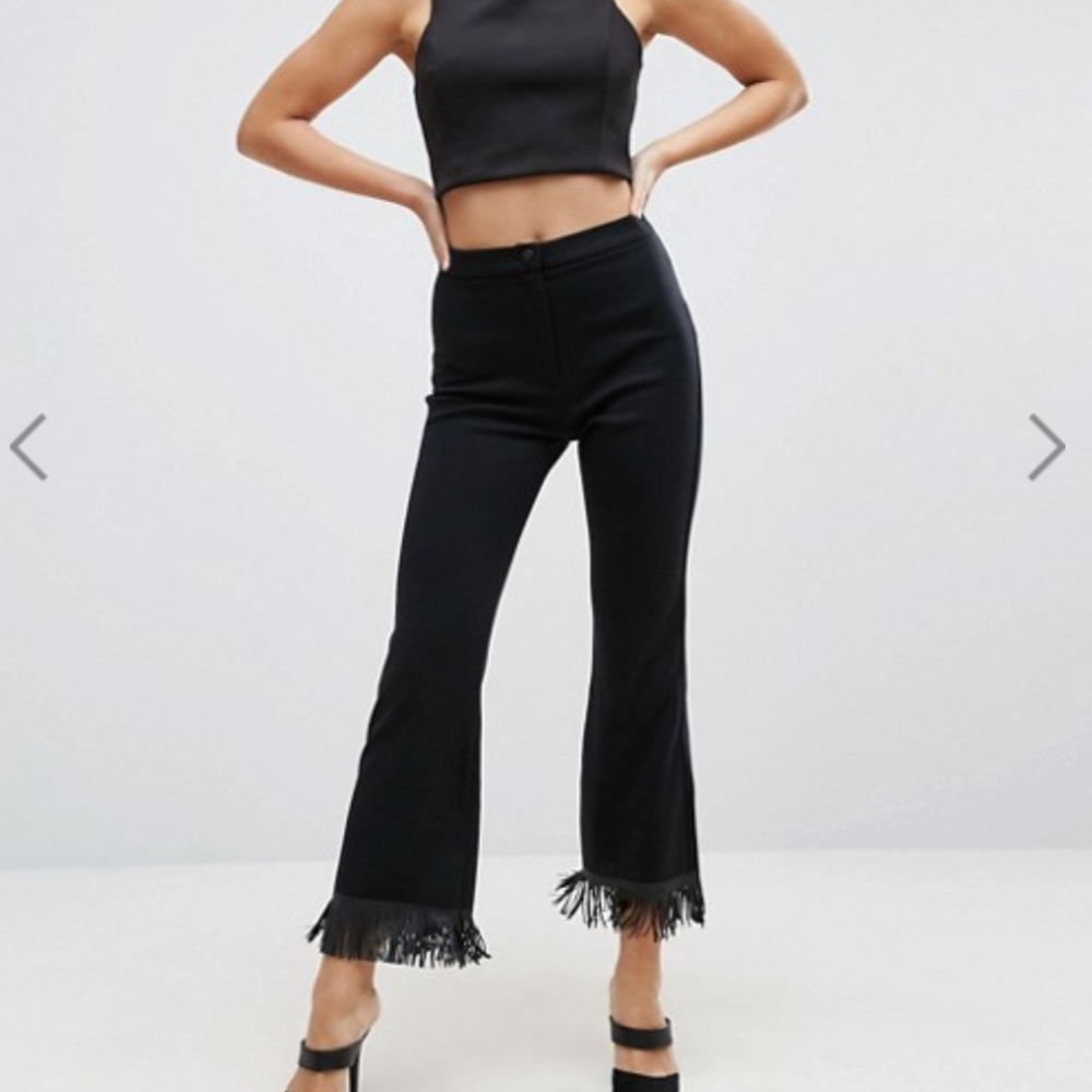 Black Fringe Pants